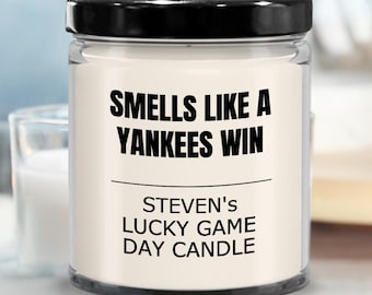 Personalized Yankees Fan Gift-Smells Like A Yankees Win Candle-Custom Baseball Fan Gift-New York Yankees Gift-Game Day Decor-Yankees Gifts