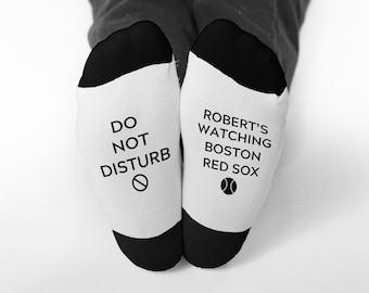 Custom Do not Disturb watching Boston Red Sox Name Socks, Personalized socks for him, Birthday Gift, Christmas Gift, Father's Day Gift