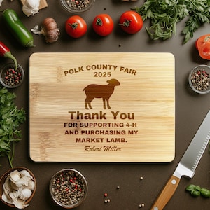 Market Lamb Buyers Gift-Livestock Lamb Buyer gift-4H Thank you Gift-Market Lamb Gift-Personalized 4H Cutting board-Livestock sale gift