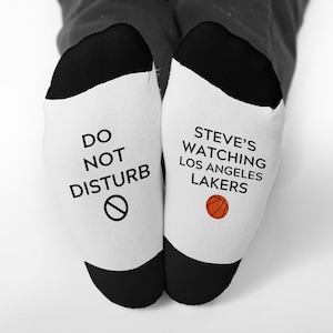 Custom Do Not Disturb Watching Los Angeles Lakers Name Socks-NBA Fan Gift-LA Lakers fan gift-Personalised Lakers Socks