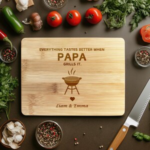 Custom Papa Gift for Fathers Day BBQ Board, Papa Birthday, Papa Christmas, Personalized BBQ Cutting Board for Papa from Grandkids, Papa Gift