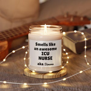 Personalized ICU nurse gift, Intensive care nurse gift, Custom name candle, ICU nurse appreciation, birthday, christmas, graduation