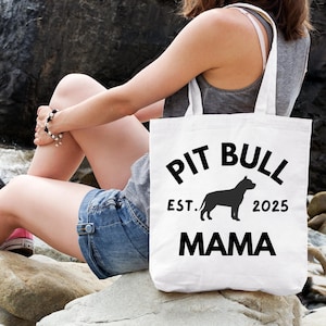 Custom Pit Bull Mom Tote Bag, Pitbull gift, Custom Pitbull bag, Pitbull Mom Birthday, Mothers day, Christmas, Pit Bull Gifts, Pitty Dog Mom