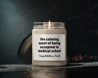 Personalized Medical School Acceptance Gift-MCAT Exam Gift-Med school congratulations-Med Student Candle-Future Doctor Gift-Med School Gift