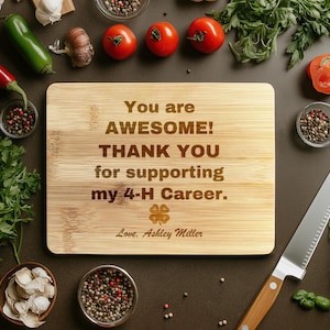 4-H Gift to supporters, 4-H Gift, 4H Supporter Gift-Thank you Gift-Personalized Cutting Board, Show Gift, Appreciation Gift 4-H Career Gift