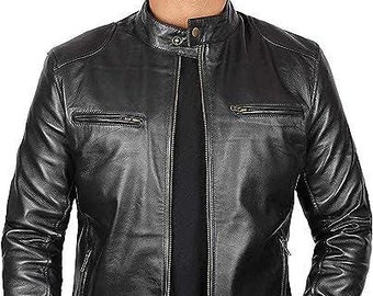 Men's leather jacket Lambskin leather jacket Genuine leather jacket Biker leather jacke