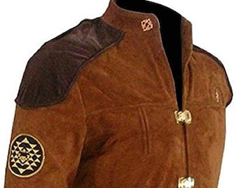 Chaqueta de piloto de víbora de Battlestar Galactica para hombre, de ante auténtico marrón