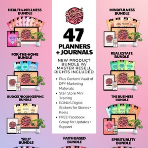 PLR Digital Bundle, Editable Canva Template, Resell As Your Own, Private Label Rights, Master Resell Rights, Done For You Ebooks & Planners