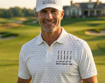 Personalized Best Dad By Par Polo Shirt And Cap, Father's Day Golfer Gift For Grandpa, Golf Lover Men Polo Shirt, Golfing Gift For Husband
