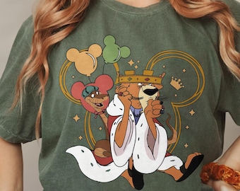 Retro Prince John And Sir Hiss Mickey Balloon Comfort Colors Shirt, Robin Hood Villains Disney Tee, Disneyland Trip 2025, Cute Birthday Gift