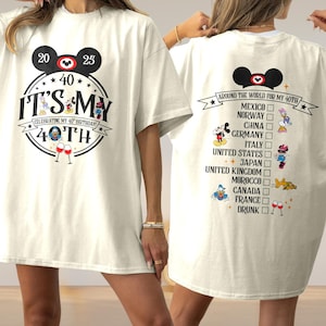 Personalized Disney Mickey It&#39;s My 40th Birthday Shirt, Custom Epcot Drinking Around the World Birthday Tee, Magic Kingdom Gift For Friend