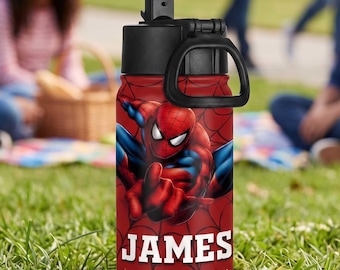 Personalized Spiderman Stainless Steel Water Bottle, Back To School 12oz 18oz 32oz Cup For Boy, Student Cup, Spiderman Lover Birthday Gift