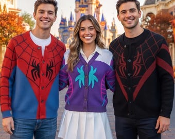 Spidey And His Amazing Friends Halloween Costume Cardigan, Spiderman Cardigan, Magic Kingdom DN Trip Button Shirt, Marvel Cardigan
