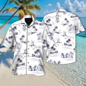 Disney Mickey And Friends On Castaway Cay Cruise Button Up, Mickey Hawaii Cruise Line Hawaiian Shirt, Disneyland Cruise Summer Beach Shirt