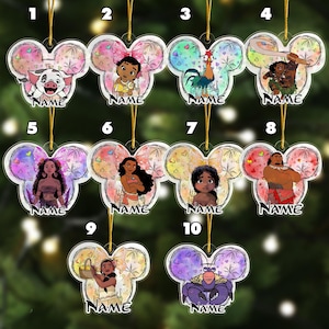 Personalized Moana 2 Acrylic Christmas Ornament, Custom Moana Movie 2024 Xmas Tree Hanging Decor, Christmas Hei Hei Pua Maui Gift For Kid