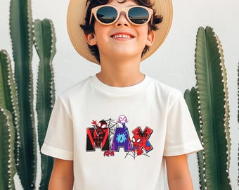 Personalized Spider Hero And His Friends T-Shirt, Custom Name Junior Hero Theme Kid Shirt, Hero Party Theme Tee, Spider Birthday Gift RE