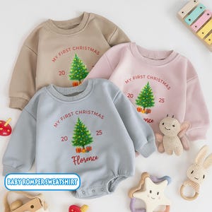 Custom Merry 1st Christmas Baby Romper, Personalized My 1st Christmas Outfit, Newborn White Long Sleeve Romper, Baby Christmas Gifts 2025