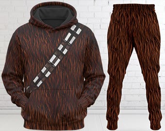 Chewbacca Costume 3D Hoodie, Star Wars Cosplay Costume Sweatshirt, Movie Character Costume 3D Sweatshirt, Chewbacca All Over Print Outfit