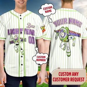 Custom Toy Story Buzz Lightyear Baseball Jersey, Magic Kingdom Trip Baseball Jersey Outfits For Kid Adult, Toy Story Gift For Sport Team Tee image 2