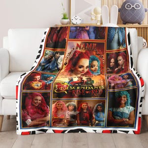 Personalized Descendants The Rise Of Red Blanket, Custom Name Descendants Fleece Blanket, Descendants Villains Bed Sofa Blanket