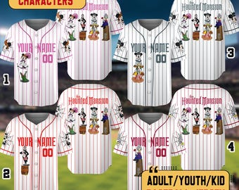 Custom Haunted Mansion Halloween Baseball Jersey, Mickey And Friends Halloween Matching Jersey, Mickey Halloween Party, Halloween Jersey