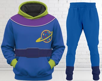 Alien Toy Story Halloween Costume All Over Print Hoodie, Three Eyes Aliens Inspired Cosplay Costume Sweatshirt, 3D Halloween Party Outfit