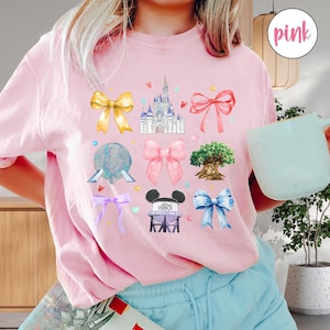 Disney Women Coquette Bow Comfort Colors Shirt, Magic Kingdom Disneyland Shirt, Epcot Castle Girl Trip Tee Shirt, Hollywood Studios Shirt