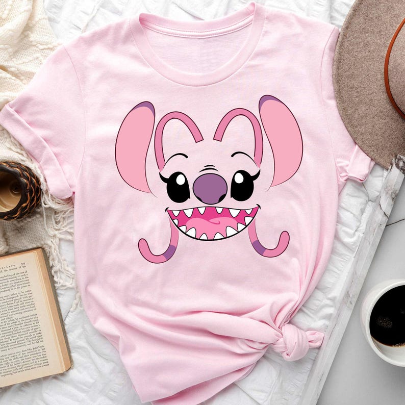 Stitch And Angel Shirt, Stitch Family Matching Custom Shirt, Blue And Pink Dog Couple Tee, Halloween Costume Party Shirt, Magic Kingdom Tee image 3