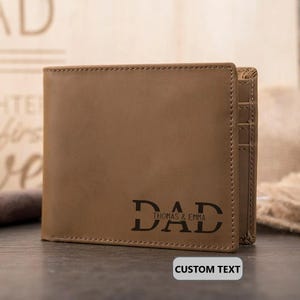 Personalized Engraved Leather Wallet for Dad, Father's Day Gift, Custom Dad Wallet, Dad Christmas Gits, Gifts from Daughter Son