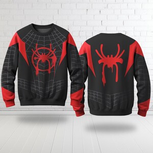 Miles Morales Master Cosplay Halloween Hoodie, Halloween Costume For Family Group T Shirt, Spiderman Fictional Costume Movie Fan Gift image 2