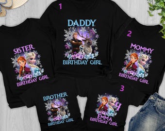 Personalized Frozen Family Birthday Shirt, Elsa Princess Birthday Girl Matching T-Shirt, Anna Frozen Movie shirt, Elsa Birthday Kid Tee