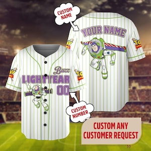 Custom Toy Story Buzz Lightyear Baseball Jersey, Magic Kingdom Trip Baseball Jersey Outfits For Kid Adult, Toy Story Gift For Sport Team Tee image 1