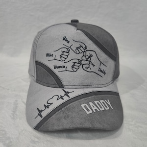 Personalized Fist Bump Daddy Grandpa Classic Cap, Father&#39;s Day Gift For Dad, Trucker Cap For Grandpa, Hat For Husband, Dad And Kid Name Hat