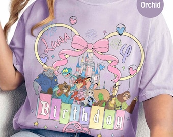 Personalized Name Age Zootopia 2 Birthday Shirt, DN Judy Hopps Nick Wilde Gary De'Snake Birthday Gift, DN Birthday Squad Outfit
