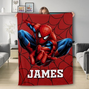 Personalized Family Spider Blanket , Spider Hero Quilt Gift For Kids , Spider Birthday Theme Party, Superhero Christmas Gift For Kids
