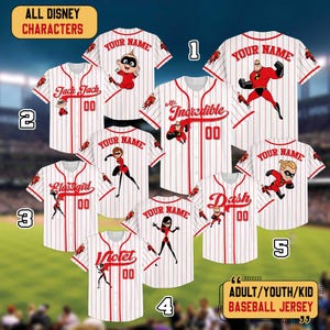 Personalized Pixar Incredibles Jersey, Custom Elastigirl Violet Dash Jack Jack Jersey, Incredibles Red Fictional Superhero Family Costume