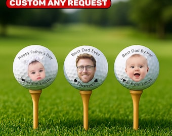 Custom Father's Day Gift Photo Golf Balls, Personalized Golf Ball With Face Gift For Dad, Golf Gifts Dad, New Dad Golf Gift For Father Men