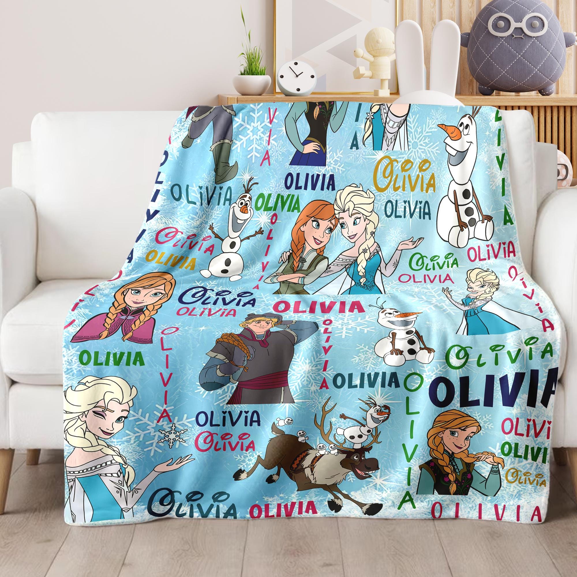 Personalized Frozen Elsa Disney Blanket, Custom Name Disney Elsa Princess Blanket, Princess Elsa Blanket Birthday Gift, Elsa Kids Blanket