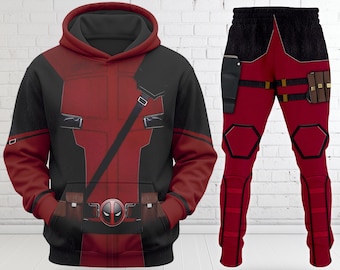 Deadpool 3D Costume Hoodie, Anti Hero Character Cosplay Costume Hoodie, Halloween 3D Cosplay Outfit, Movie Character All Over Print Shirt