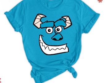 Camisa azul con disfraz de monstruo para Halloween, camisa infantil con disfraz de monstruo, camisa de cosplay con cara de monstruo, disfraz de Halloween para grupo familiar.