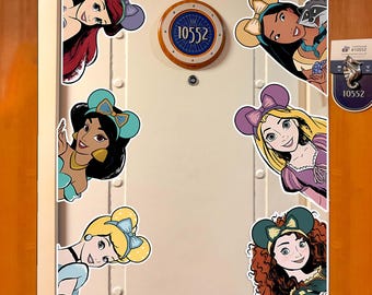 All DN Princesses Inspired Side Door Magnet, DN Trip Cruise Door, Elsa Anna Tiana Princess Cruise Magnets, Girls Trip Magnet