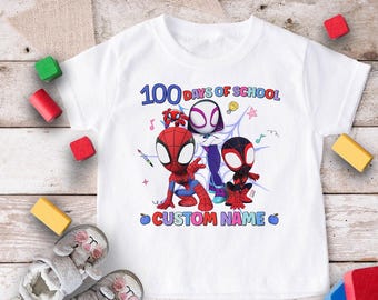 Personalized Spider Superhero And His Friends 100 Days Of School T-Shirt, Hero Movie Character Shirts, 100 Days Of Schools Celebrate