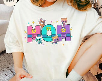 Personalized SuperKitties Mama Shirt, Super Kitties Family Matching Tee, DN Cat Hero Mom Birthday Gift, SuperKitties Mother's Day Shirt