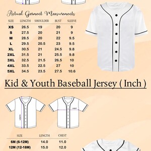 a baseball jersey size guide for a youth baseball team