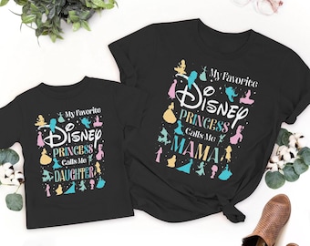 Custom My Favorite Princess Call Me Mama T-Shirt, Mother And Daughter Princess Shirt, Custom Grandma Shirt, Magical Theme Park Tee