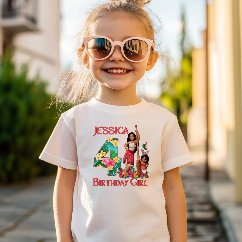 Personalized Moana 2 Birthday Family Shirts, Custom Princess Family Moana Matching T-Shirt, Island Birthday Girl Party Shirt, Moana Shirt image 1