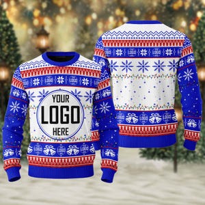 Custom Your Logo Ugly Christmas Sweater, Personalized Company  Logo Xmas Sweatshirt, Custom Photo Image Christmas Gift For Men Women Kid