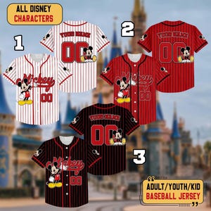 Personalized Cute Disney Mickey Mouse Baseball Jersey, Custom Disneyland Jersey, Baseball Team, Mickey Mouse Birthday, Gift for Disney Fan