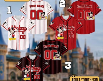 Personalized Cute Disney Mickey Mouse Baseball Jersey, Custom Disneyland Jersey, Baseball Team, Mickey Mouse Birthday, Gift for Disney Fan