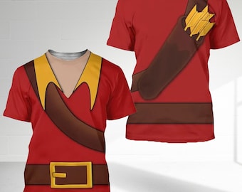 Gaston 3D T-Shirt, Halloween Cosplay Running Shirt, Beauty And The Beast Antagonists Tee, Halloween Costume For Family Group T Shirt